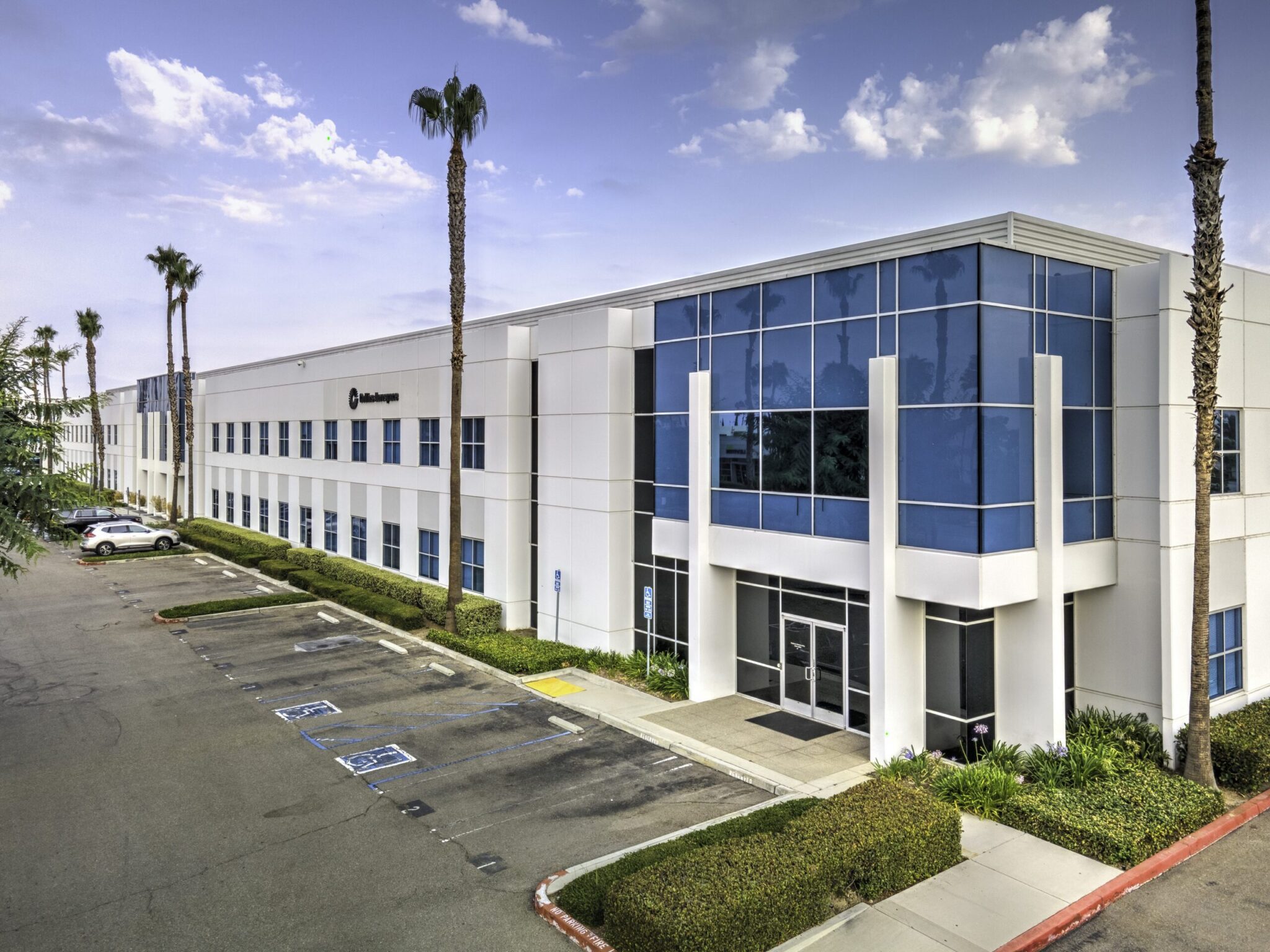 Exterior drone photo of the Collins Aerospace headquarters in California
